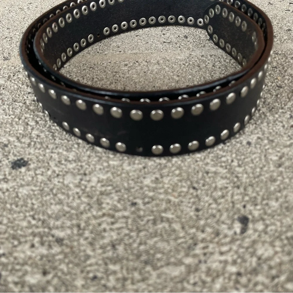 Harley-Davidson Black Leather Belt with Silver Studded Buckle Sz 36